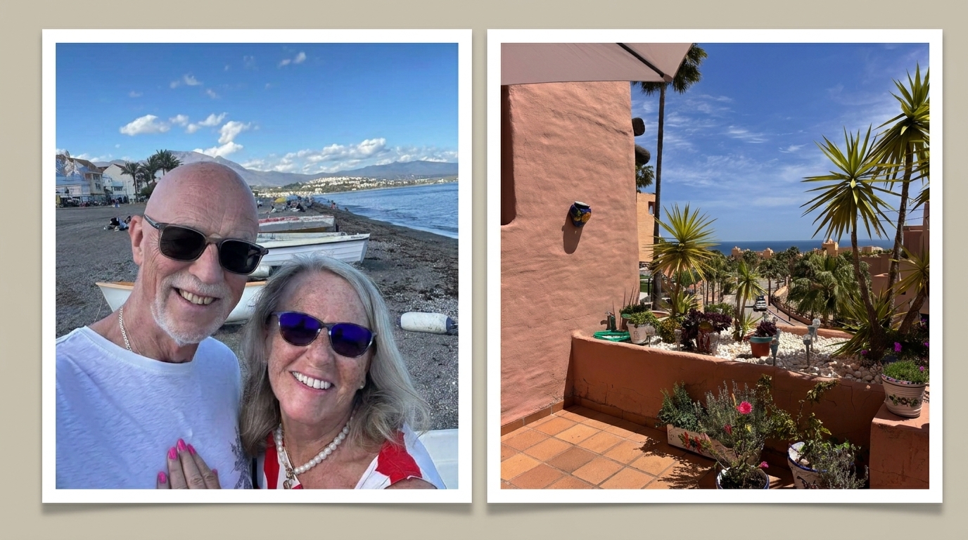 Chris and Susan celebrating their last Sunday in Duquesa