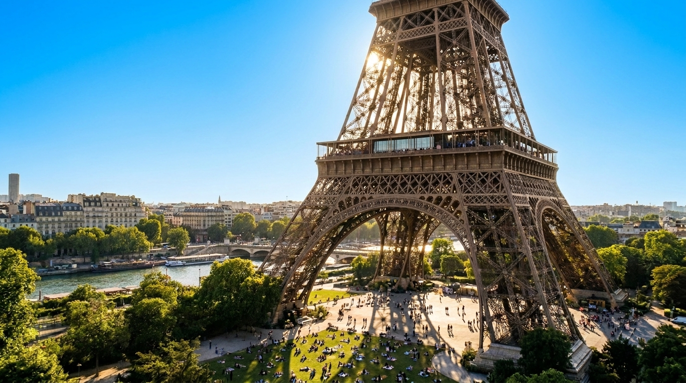 A photorealisitc AI image of the Eifel Tower on a sunny day